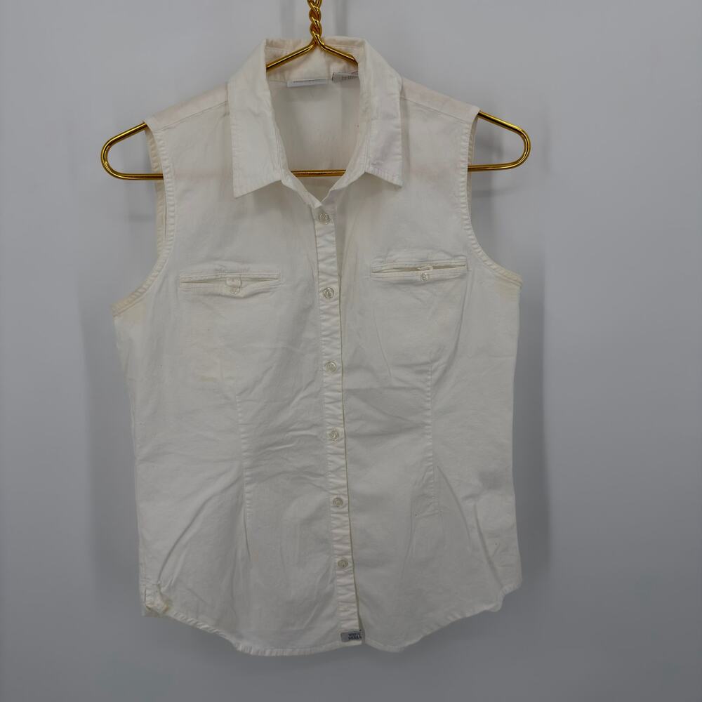 White Sierra Cream Sleeveless Utility Top Modern Womens Large